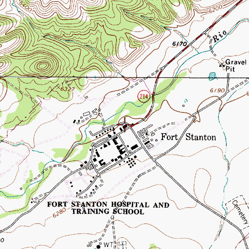 Topographic Map of Fort Stanton Post Office, NM
