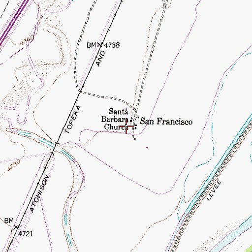 Topographic Map of San Francisco Post Office (historical), NM