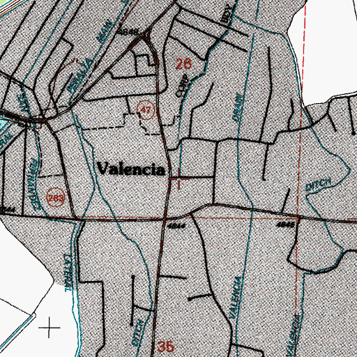 Topographic Map of Valencia Post Office (historical), NM
