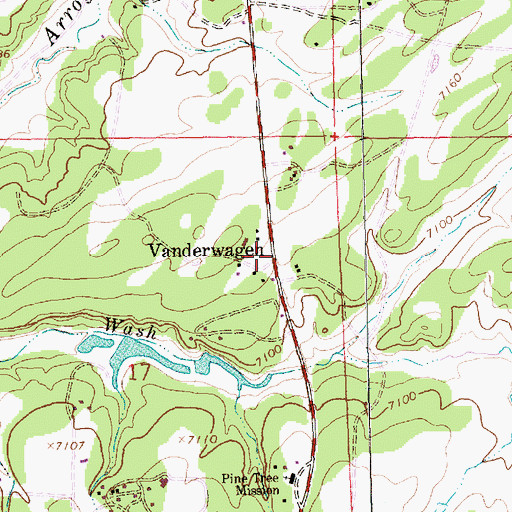 Topographic Map of Vanderwagen Post Office (historical), NM
