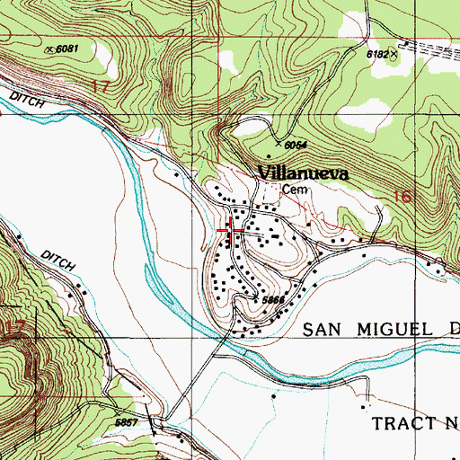 Topographic Map of Villanueva Post Office, NM