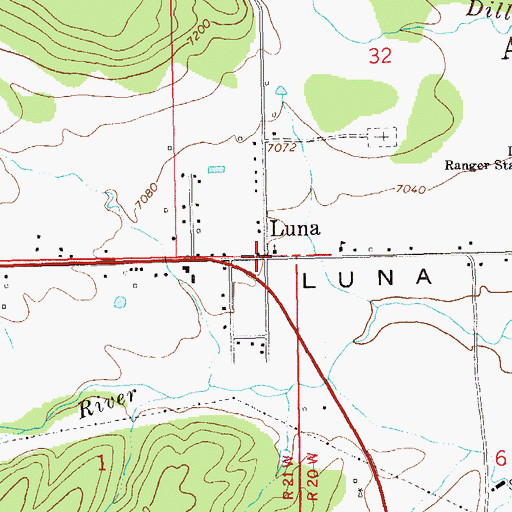 Topographic Map of Luna Post Office (historical), NM