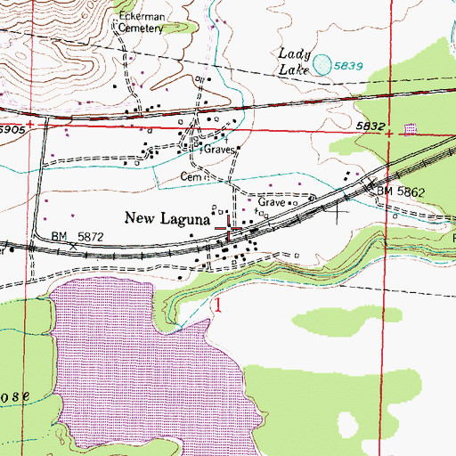 Topographic Map of New Laguna Post Office, NM