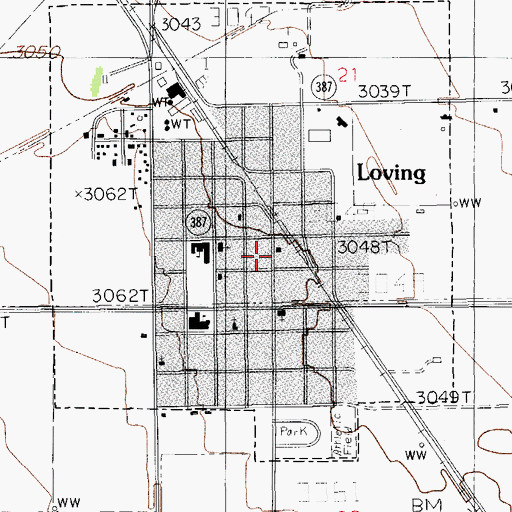 Topographic Map of Loving Post Office, NM