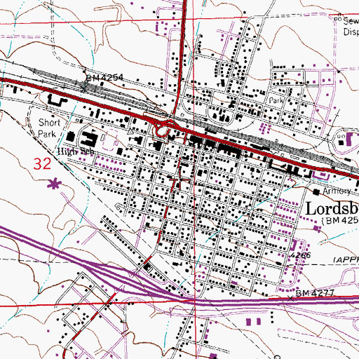 Topographic Map of Lordsburg Post Office, NM