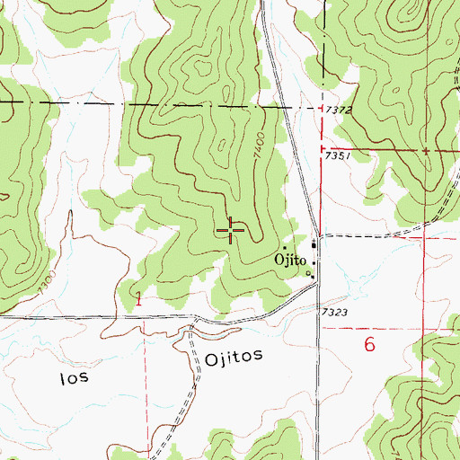 Topographic Map of Ojito Post Office, NM