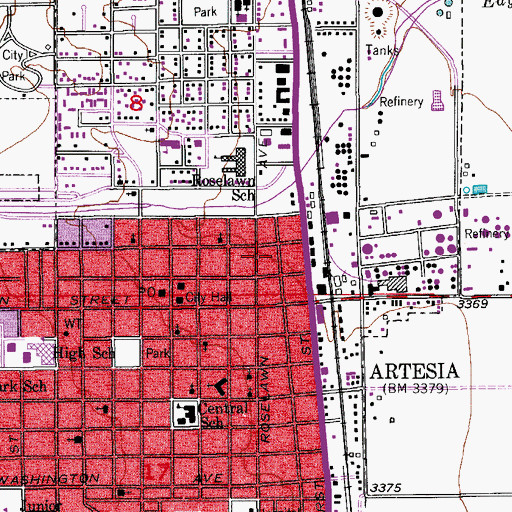 Topographic Map of Artesia Public Library, NM