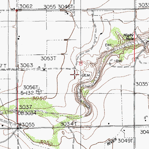 Topographic Map of Lookout Cemetery, NM