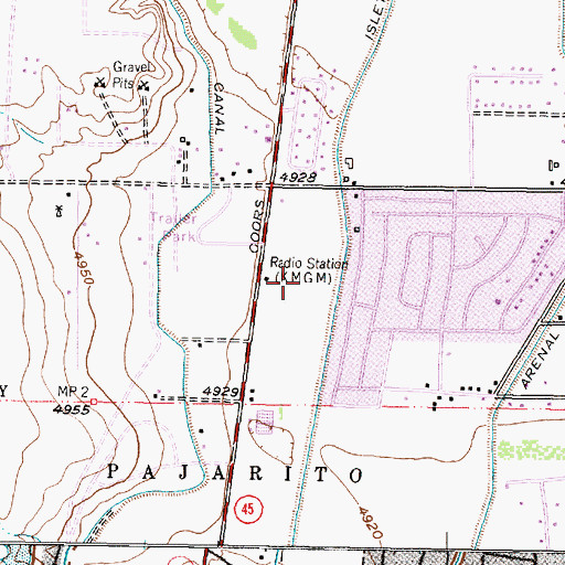 Topographic Map of KDAZ-AM (Albuquerque), NM