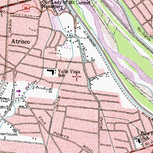 Topographic Map of KAMX-AM (Albuquerque), NM