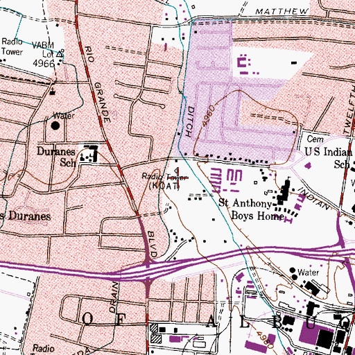 Topographic Map of KQEO-AM (Albuquerque), NM