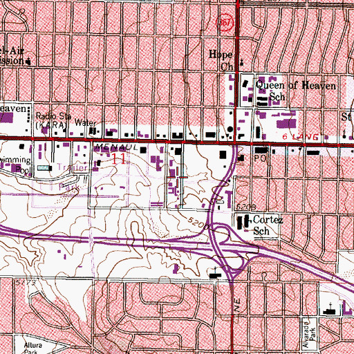 Topographic Map of KRZY-AM (Albuquerque), NM