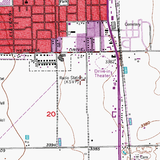 Topographic Map of KSVP-AM (Artesia), NM