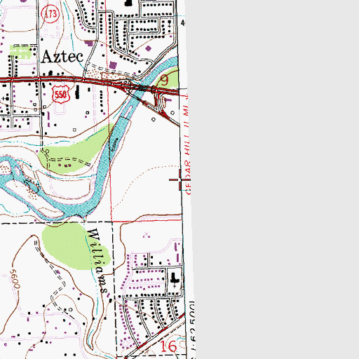 Topographic Map of KCEM-AM (Aztec), NM