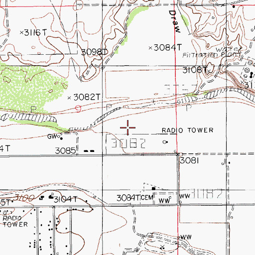 Topographic Map of KCCC-AM (Carlsbad), NM
