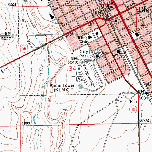 Topographic Map of KLMX-AM (Clayton), NM
