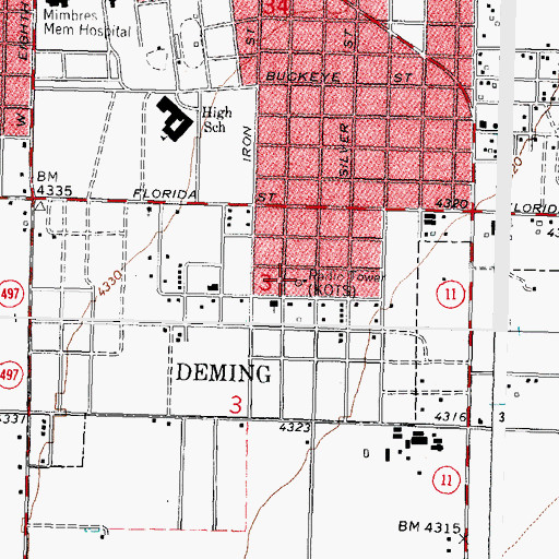 Topographic Map of KOTS-AM (Deming), NM