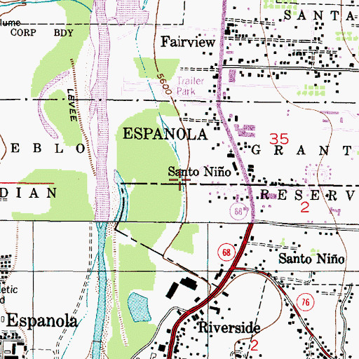 Topographic Map of KDCE-AM (Espanola), NM