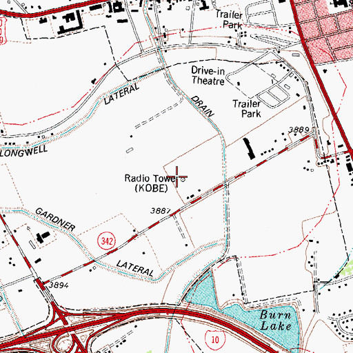 Topographic Map of KOBE-AM (Las Cruces), NM
