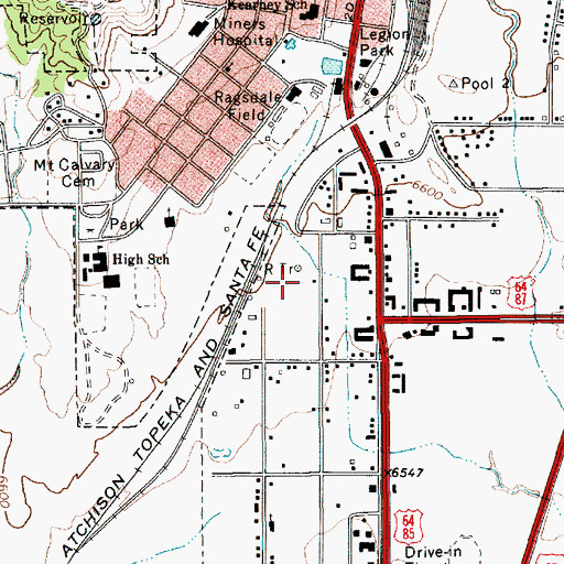 Topographic Map of KRTN-AM (Raton), NM