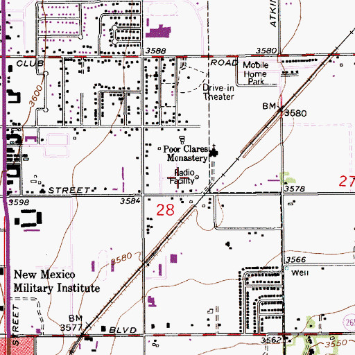 Topographic Map of KRSY-AM (Roswell), NM