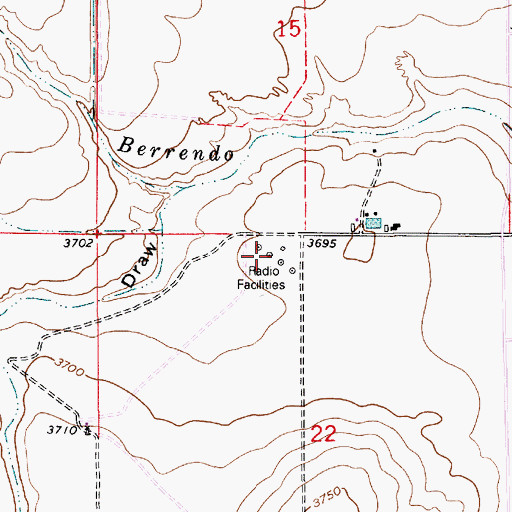 Topographic Map of KCRX-AM (Roswell), NM