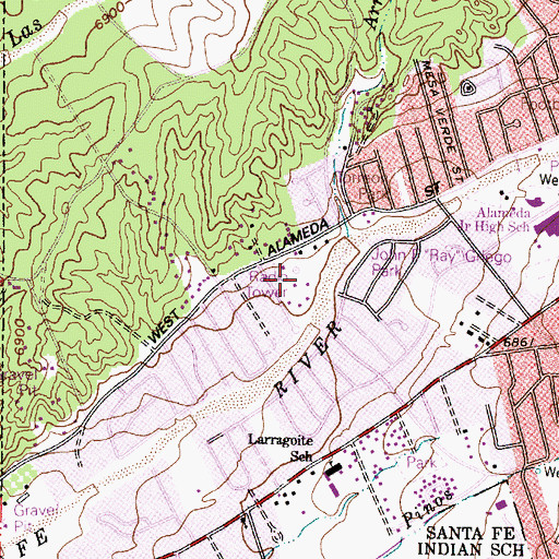 Topographic Map of KVSF-AM (Santa Fe), NM