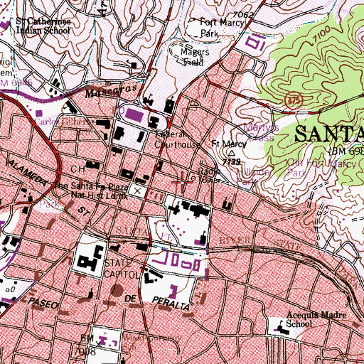 Topographic Map of KTRC-AM (Santa Fe), NM