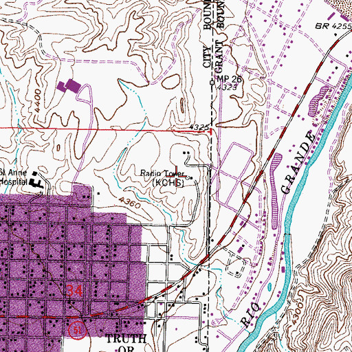 Topographic Map of KCHS-AM (Truth or Consequence), NM