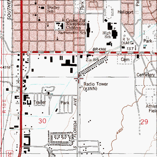Topographic Map of KINN-FM (Alamogordo), NM