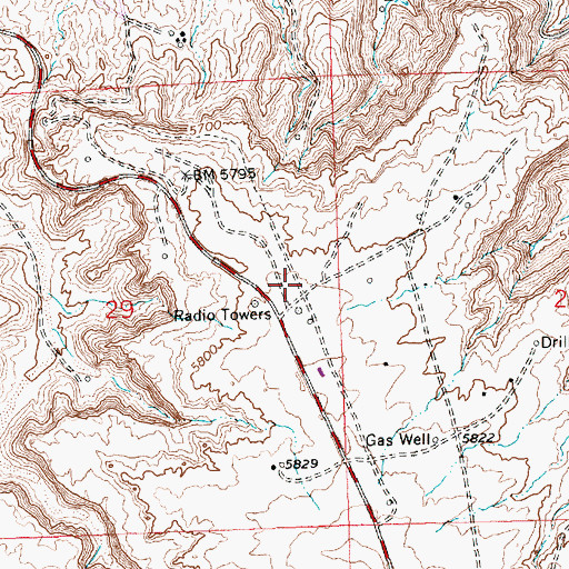 Topographic Map of KWYK-FM (Aztec), NM