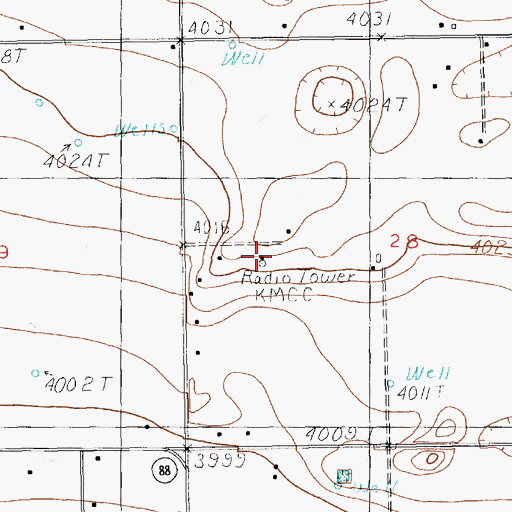 Topographic Map of KZZO-FM (Clovis), NM