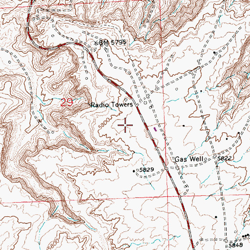 Topographic Map of KRWN-FM (Farmington), NM