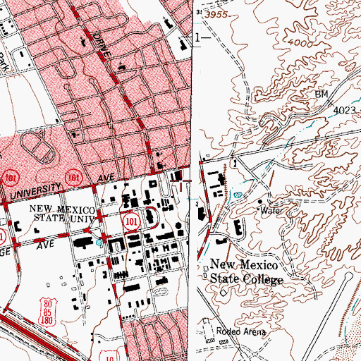 Topographic Map of KRUX-FM (Las Cruces), NM