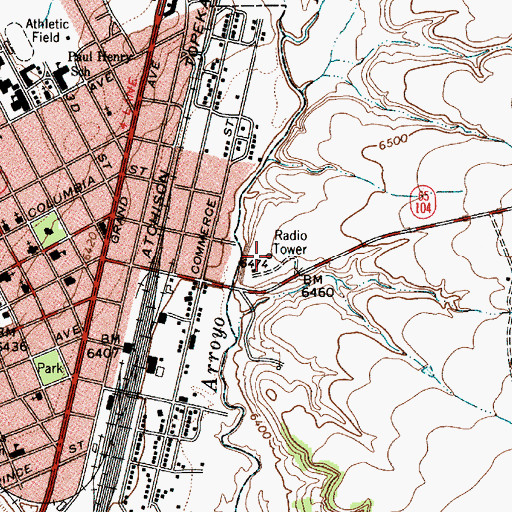 Topographic Map of KLVF-FM (Las Vegas), NM