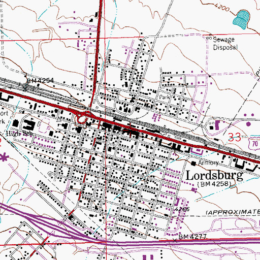 Topographic Map of KXKK-FM (Lordsburg), NM