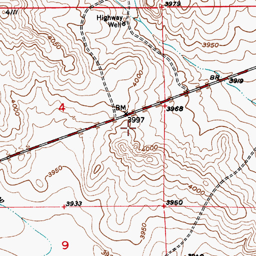 Topographic Map of KEND-FM (Roswell), NM