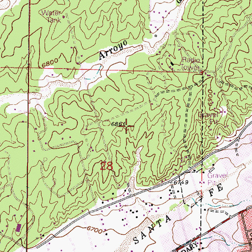 Topographic Map of KSFR-FM (Santa Fe), NM