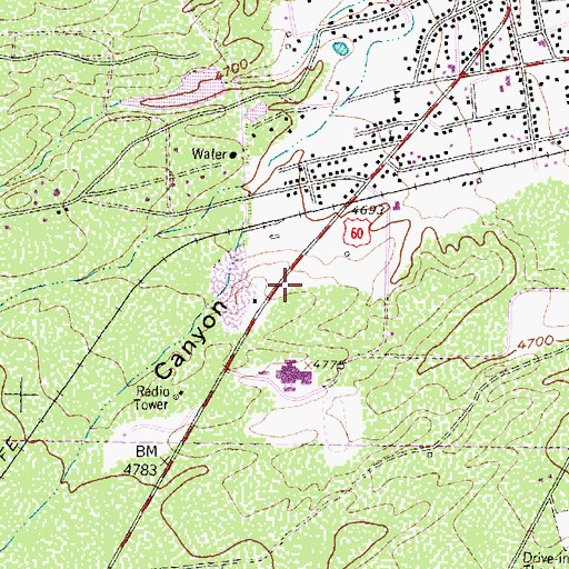 Topographic Map of KMXQ-FM (Socorro), NM