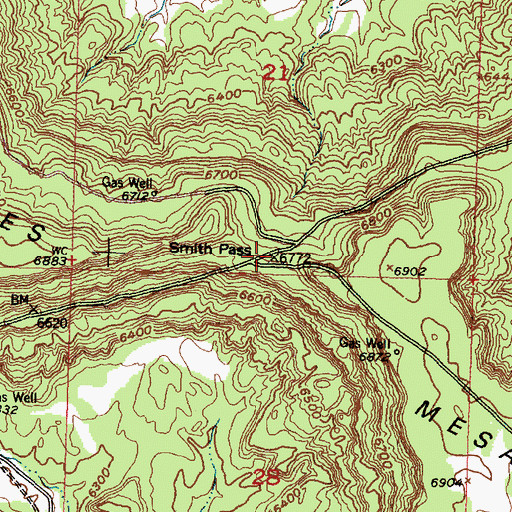 Topographic Map of Smith Pass, NM