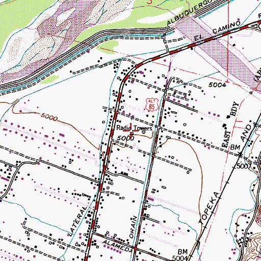 Topographic Map of KKOB-AM (Albuquerque), NM