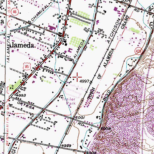 Topographic Map of KALY-AM (Los Ranchos de Albuquerque), NM