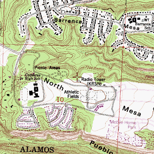 Topographic Map of KNLA-FM (White Rock), NM