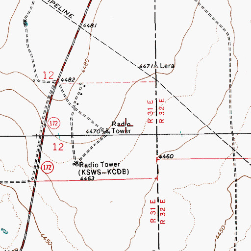 Topographic Map of KOBR-TV (Roswell), NM