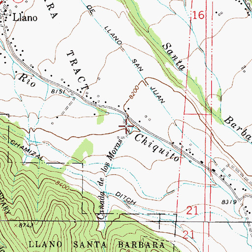 Topographic Map of Caada los Moras, NM