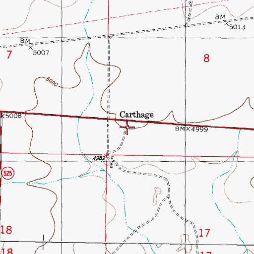Topographic Map of Carthage, NM