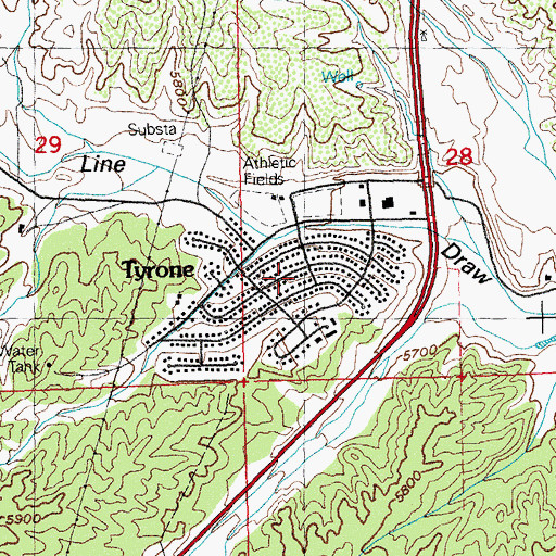 Topographic Map of Tyrone, NM