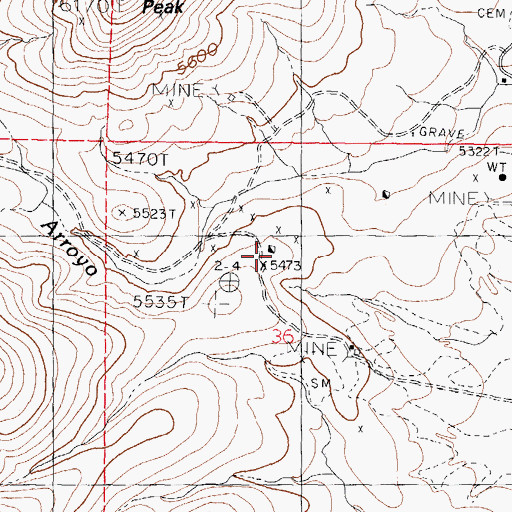 Topographic Map of Chance Mine, NM