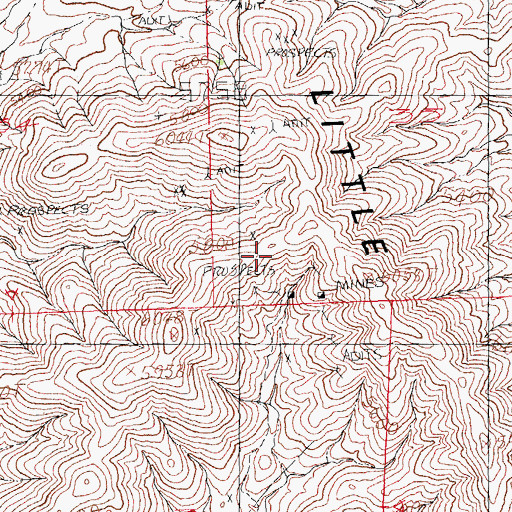 Topographic Map of Gold Hill Mine, NM
