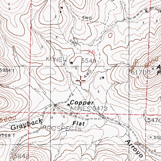 Topographic Map of Copper Flat Mine, NM